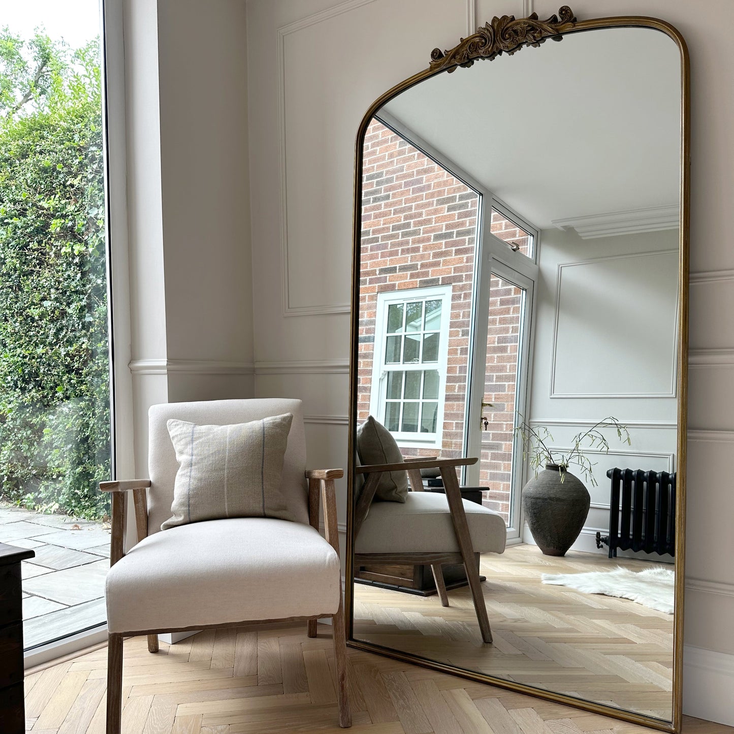 Amelia - Miroir Métallique Arqué Doré Pleine Longueur 200cm x 120cm