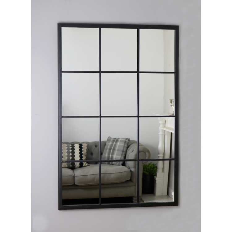 Brooklyn - Grand miroir mural en métal noir 120cm x 80cm