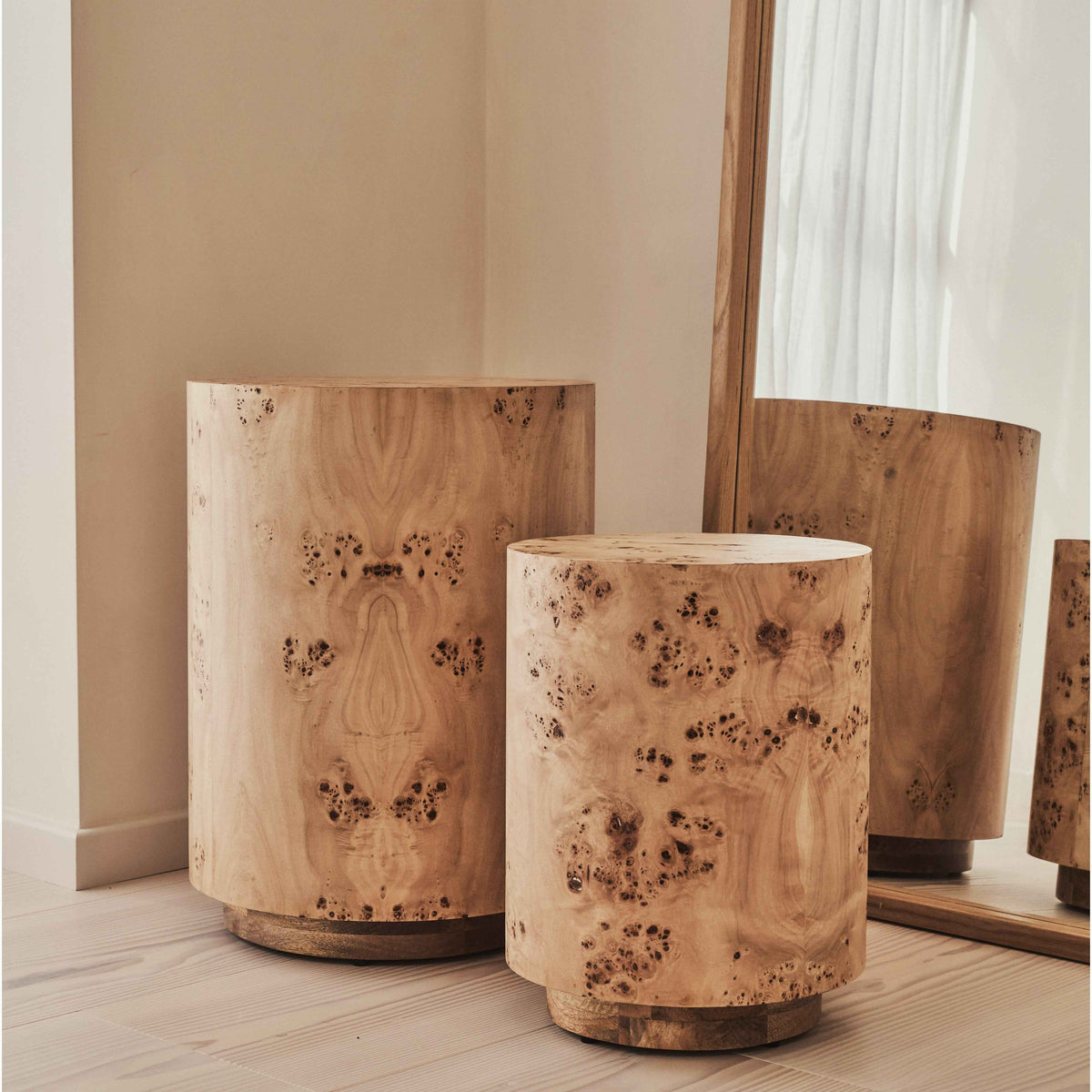 Arbour - Table d'Appoint Ronde Premium en Bois Naturel Burl