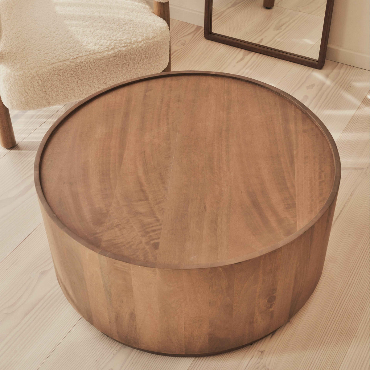 Fairmont - Table basse ronde premium en bois chaud