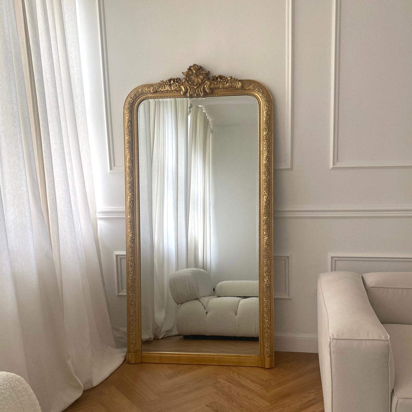 Kensington - Miroir Orné Doré Pleine Longueur 196cm x 100cm