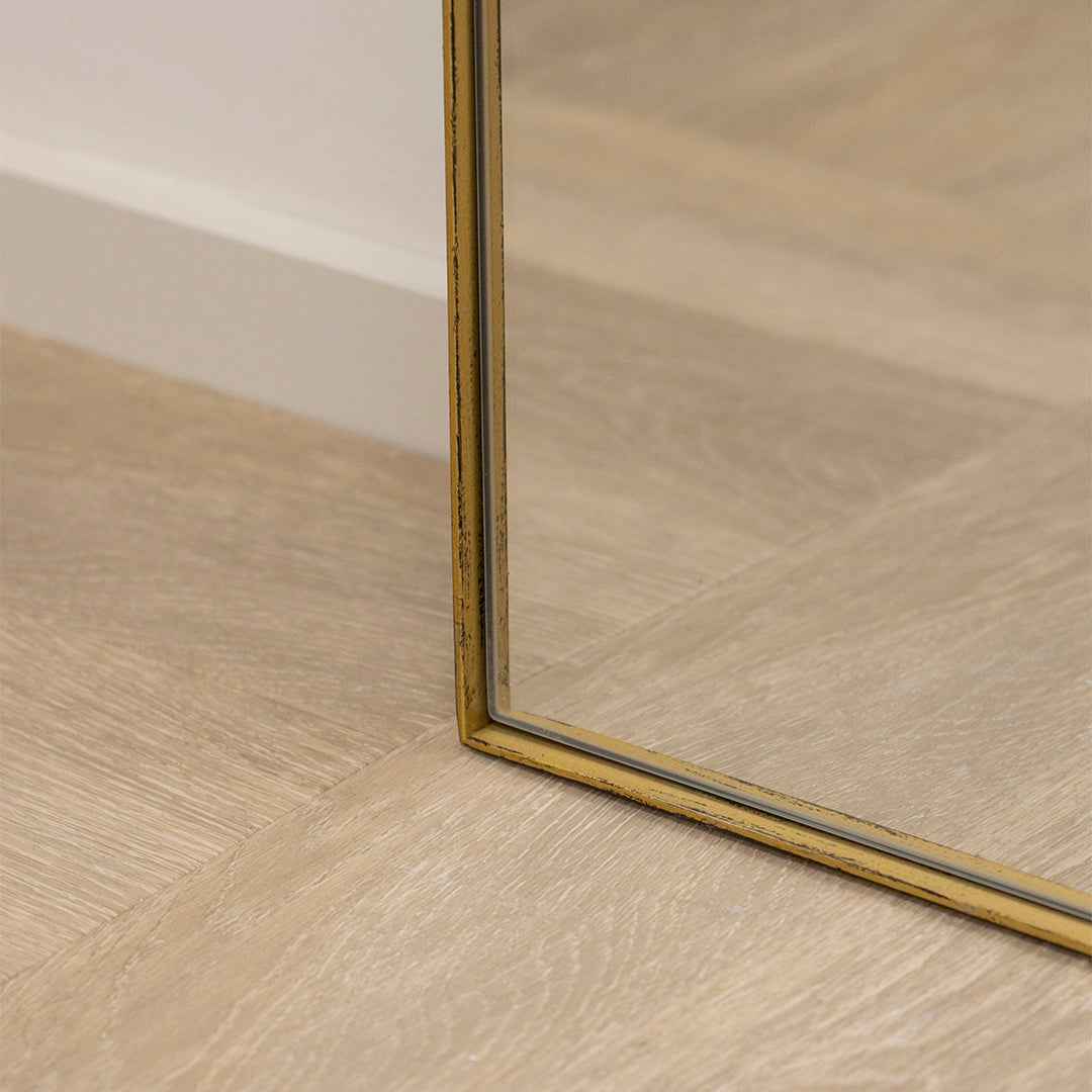 Theo - Miroir Métallique Grand Arqué Pleine Longueur Or 180cm x 90cm