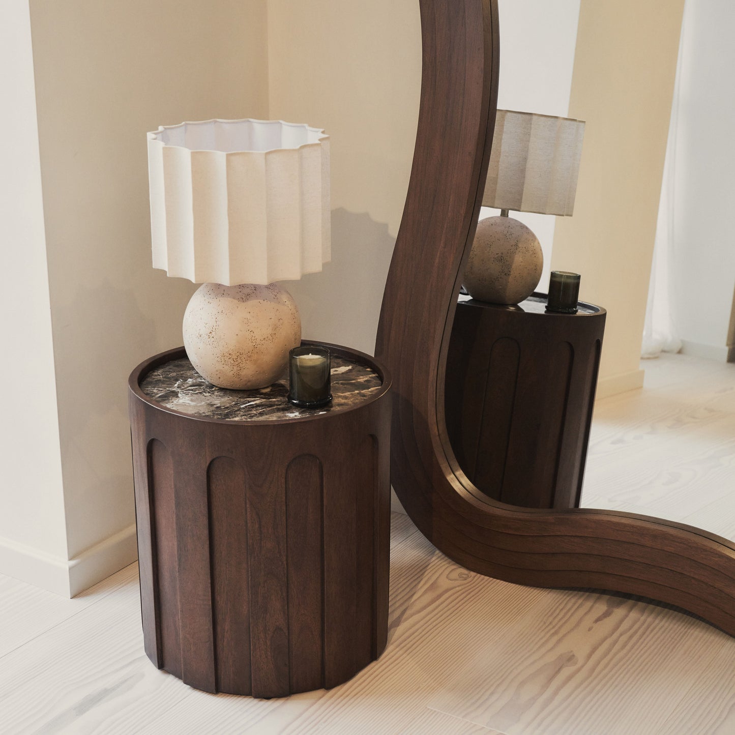Luciana - Miroir Extra Large Pleine Longueur Bois Foncé Irregular 200cm x 115cm