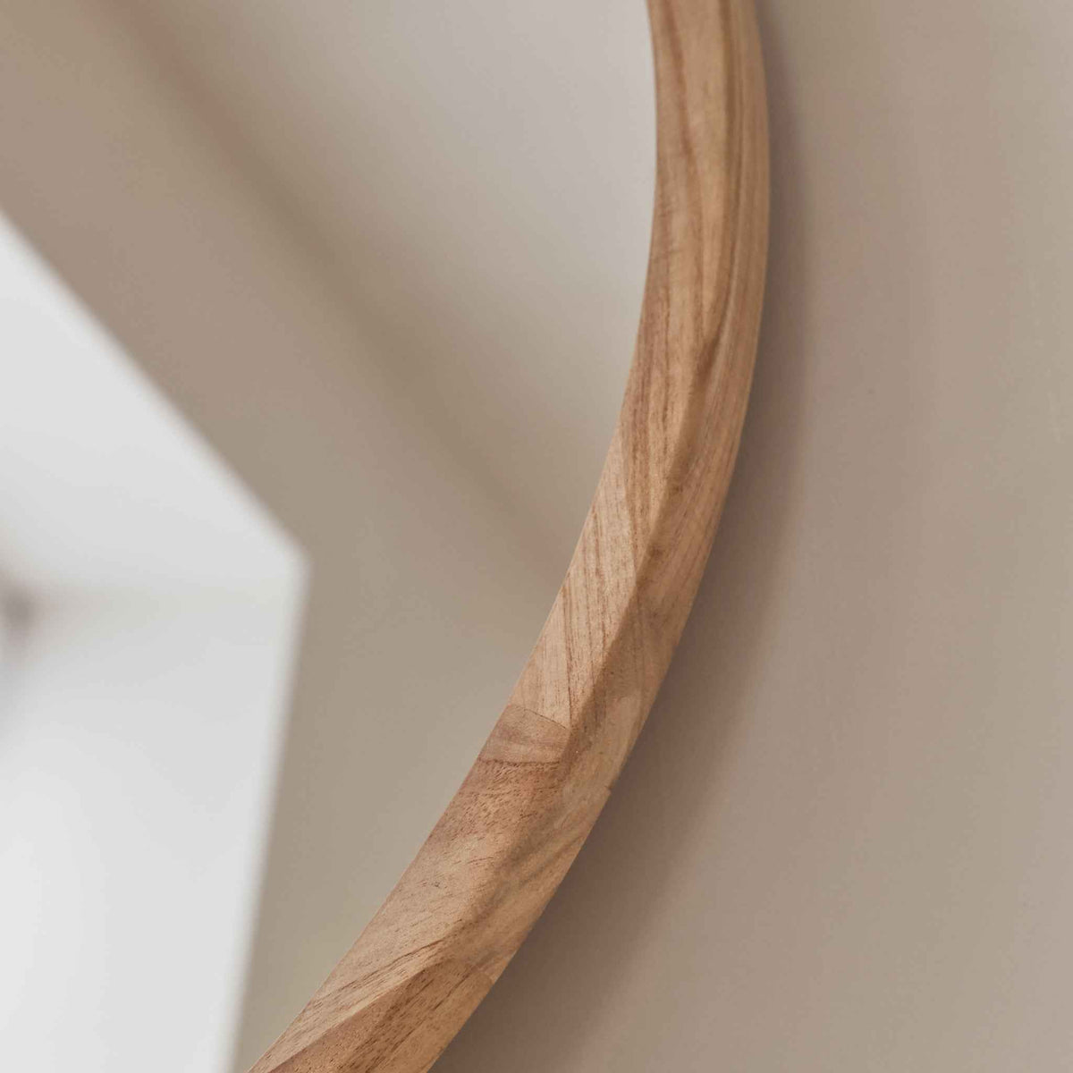Arden - Miroir Mural Rond en Bois Clair 70cm x 70cm
