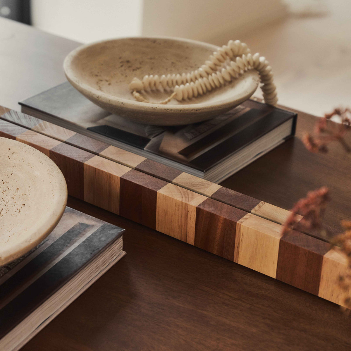 Tessera - Miroir Rectangulaire en Bois à Damier Bois Foncé et Bois Clair 120cm x 80cm