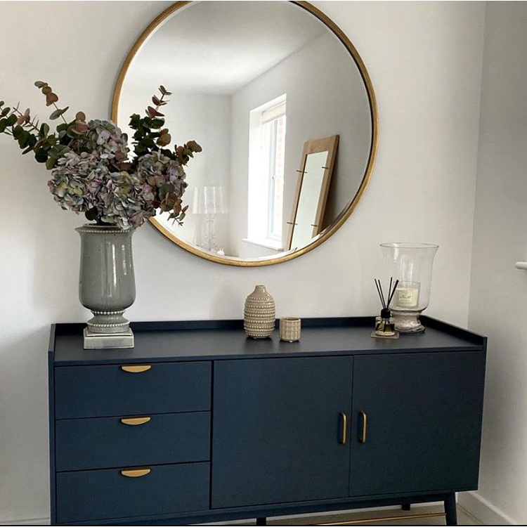 Higgins - Miroir Mural Rond Moderne en Métal Doré 100cm x 100cm
