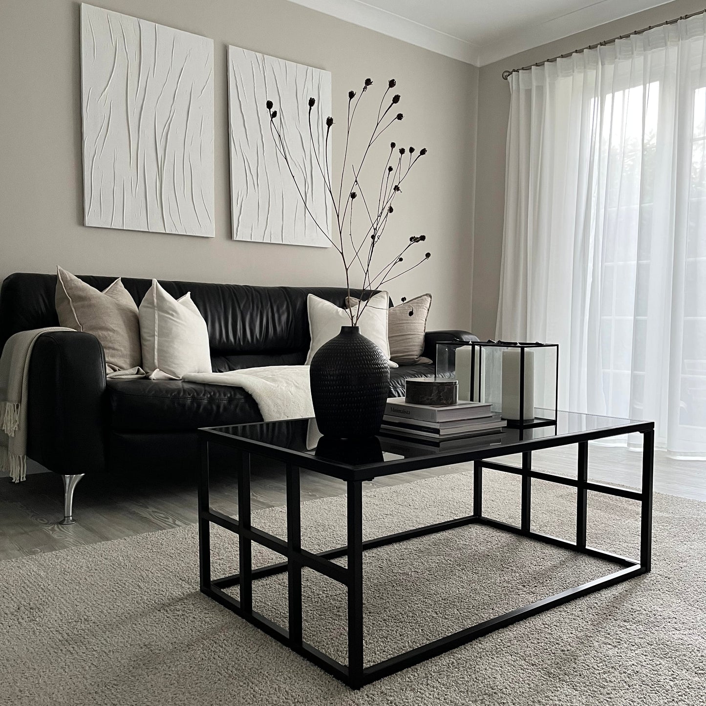 Brooklyn - Table basse rectangulaire moderne noire avec miroir teinté grand format