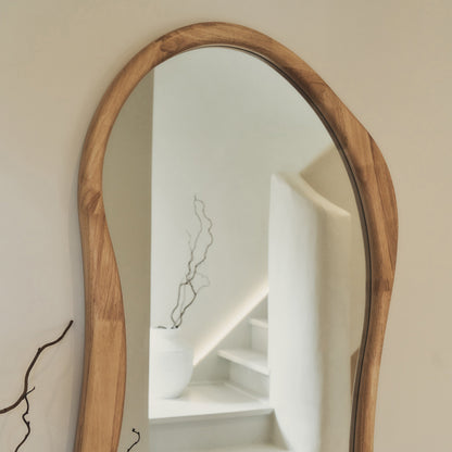 Arcurva - Grand miroir irrégulier en bois clair pleine longueur 170 cm x 85 cm