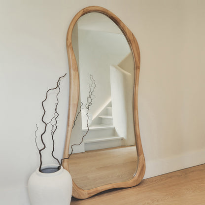 Arcurva - Grand miroir irrégulier en bois clair pleine longueur 170 cm x 85 cm