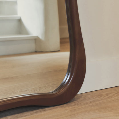 Arcurva - Grand miroir irrégulier en bois foncé pleine longueur 170cm x 85cm