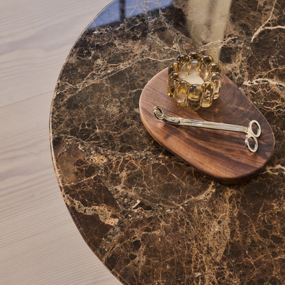 Trivium - Table Basse Ronde en Bois Foncé Dark Emperador Premium
