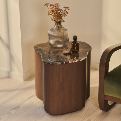 Arlo - Table d'Appoint Premium en Bois Foncé Emperador Irregulier