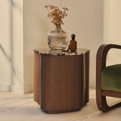 Arlo - Table d'Appoint Premium en Bois Foncé Emperador Irregulier
