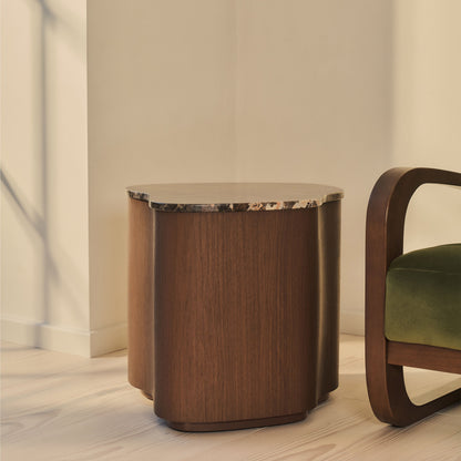 Arlo - Table d'Appoint Premium en Bois Foncé Emperador Irregulier