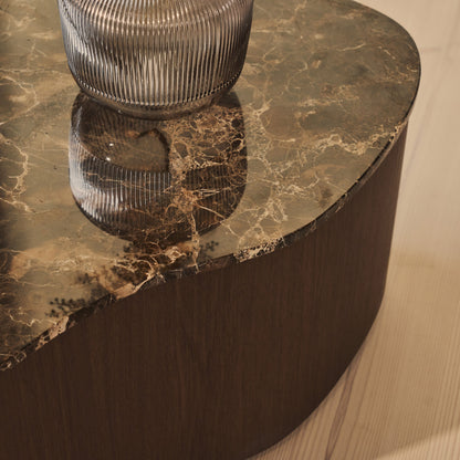 Arlo - Table basse premium en bois irrégulier Dark Emperador foncé