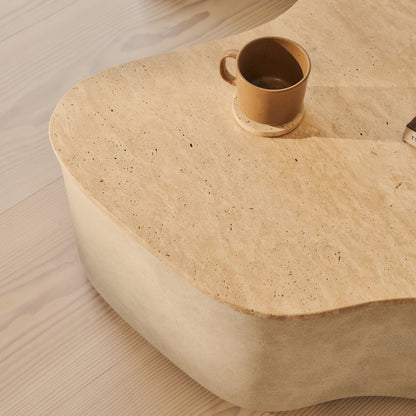 Arlo - Table basse premium en béton irrégulier travertin beige