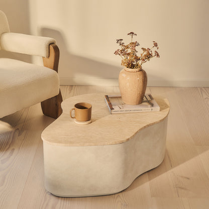 Arlo - Table basse premium en béton irrégulier travertin beige