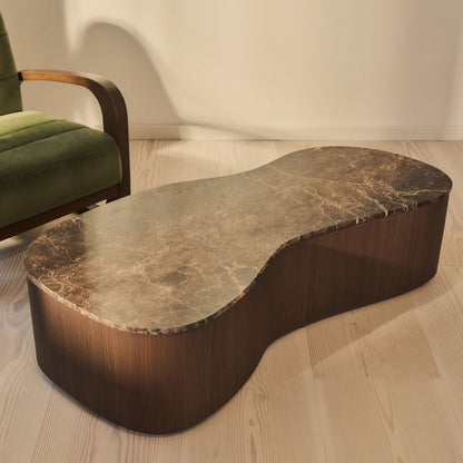 Arlo - Table basse extra large en bois foncé Emperador irrégulier premium