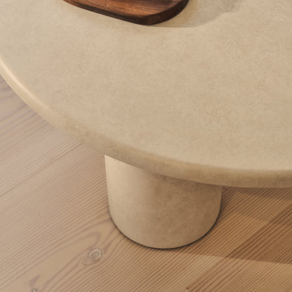 Alina - Grande table basse ronde en bois et béton