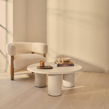 Alina - Grande table basse ronde en bois et béton