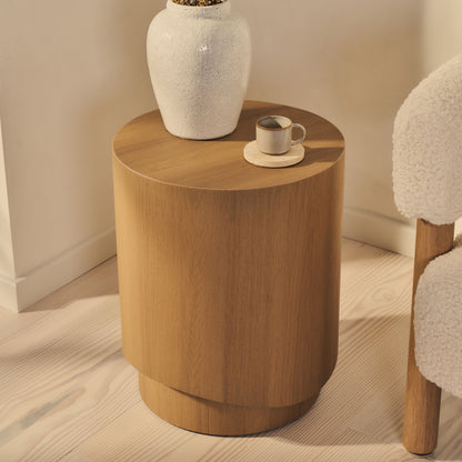 Magna - Table d'Appoint Onde en Bois Chaleureux
