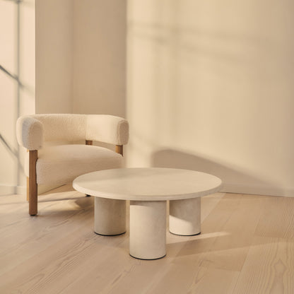 Alina - Grande table basse ronde en bois et béton