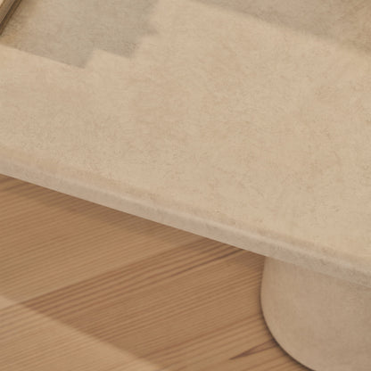 Alina - Grande table basse rectangulaire en bois et béton