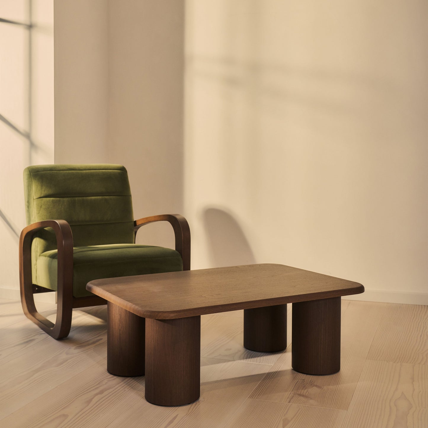 Alina - Grande table basse rectangulaire en bois foncé