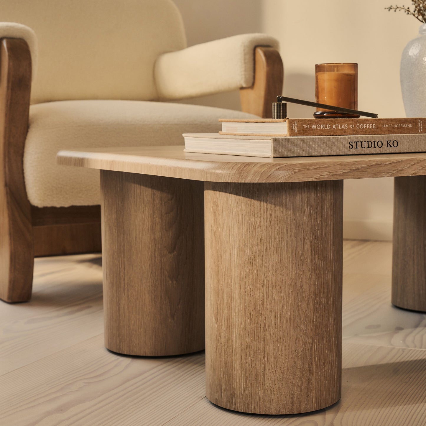 Alina - Grande table basse rectangulaire en bois vieilli