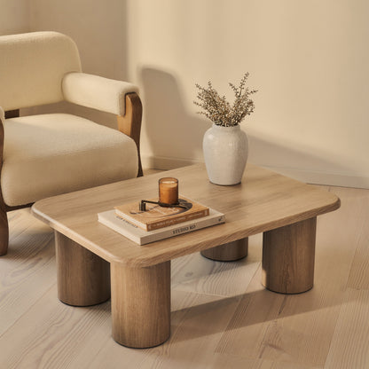 Alina - Grande table basse rectangulaire en bois vieilli