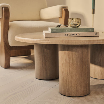Alina - Grande table basse ronde en bois lavé