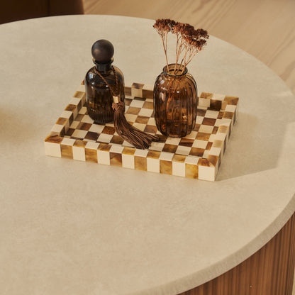 Cove - Table Basse Ronde Cannelée Bois Chaud