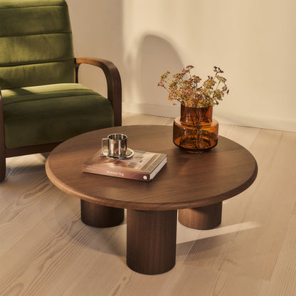 Alina - Grande table basse ronde en bois foncé
