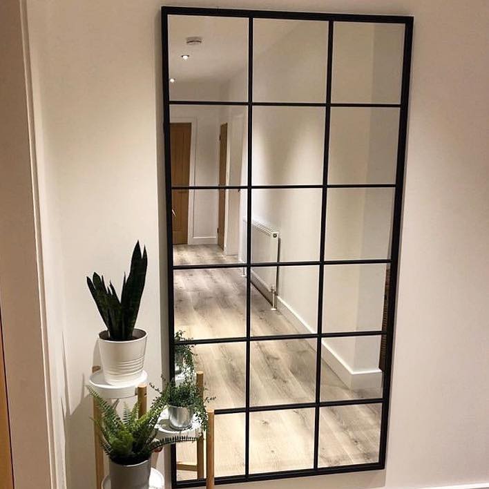 Brooklyn - Miroir Métallique Noir Grand Format Pleine Longueur 180cm x 90cm