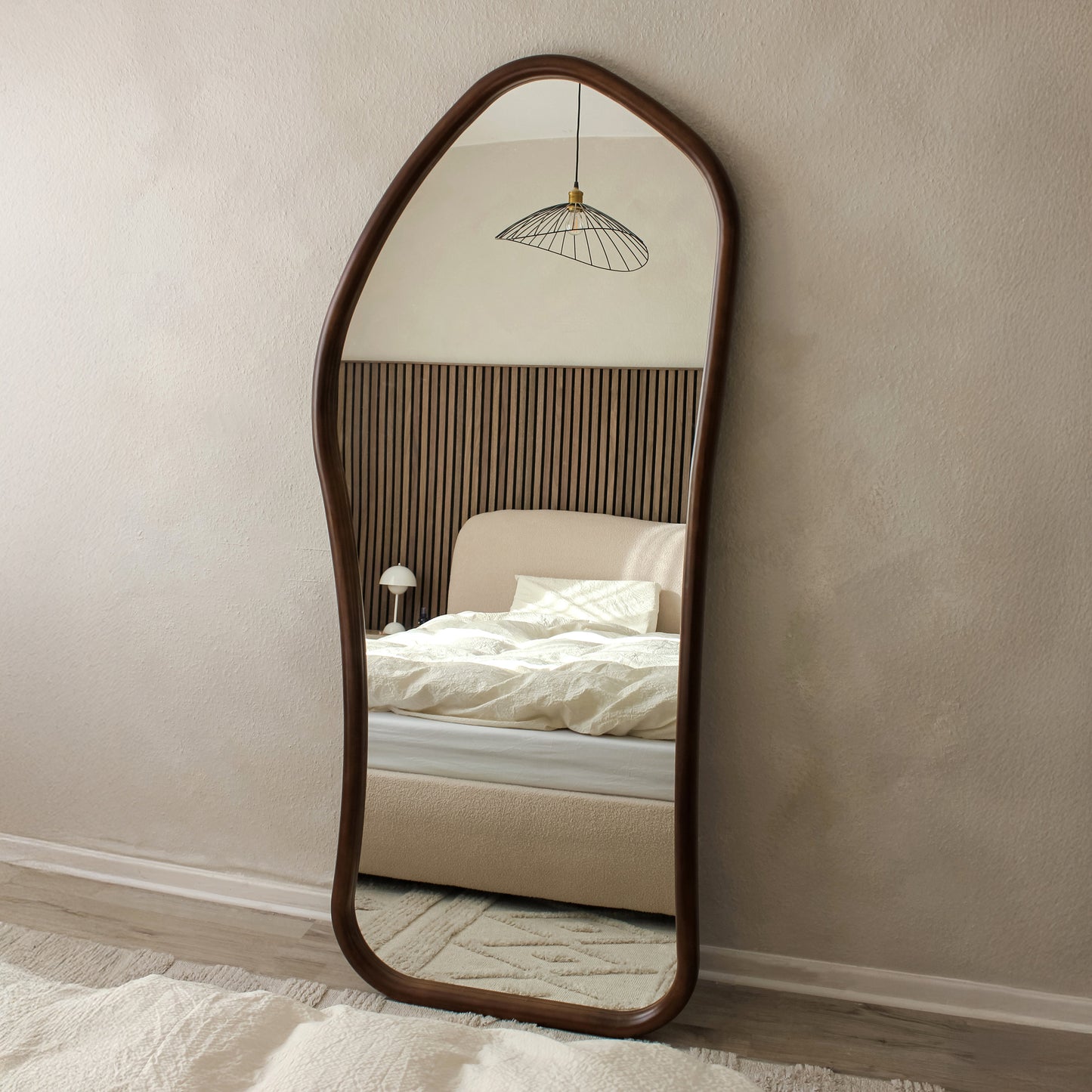Aaliyah - Miroir irrégulier en bois foncé pleine longueur 180cm x 80cm