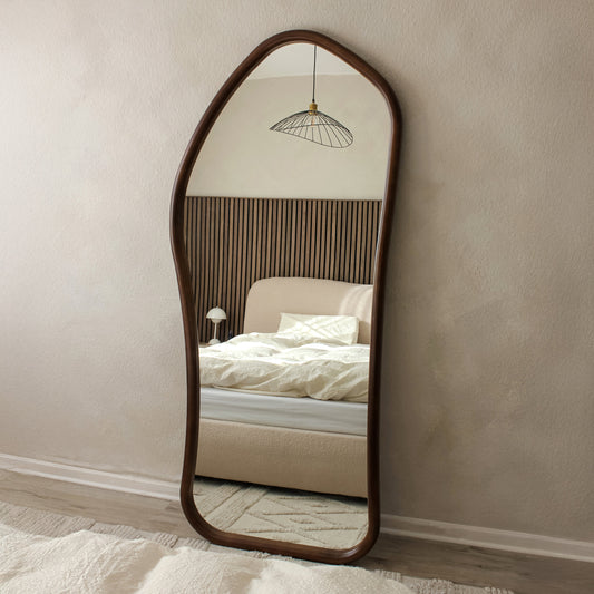 Aaliyah - Miroir irrégulier en bois foncé pleine longueur 180cm x 80cm
