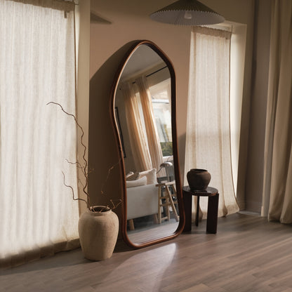 Aaliyah - Miroir irrégulier en bois foncé pleine longueur 180cm x 80cm