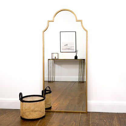 Alexandria - Miroir industriel en métal doré arche pleine longueur 159cm x 70cm