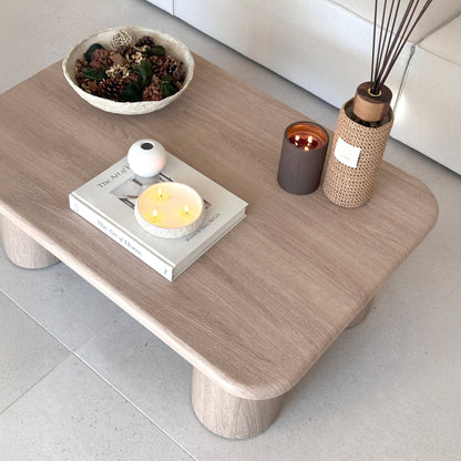 Alina - Grande table basse rectangulaire en bois vieilli