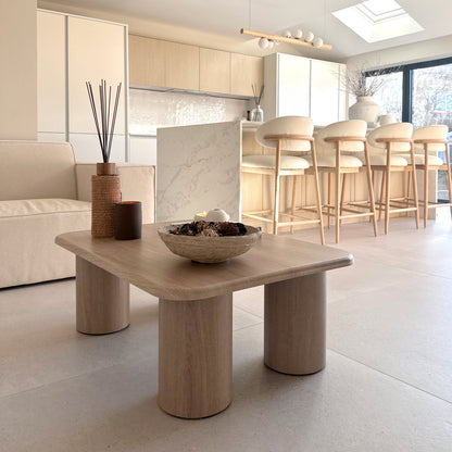Alina - Grande table basse rectangulaire en bois vieilli
