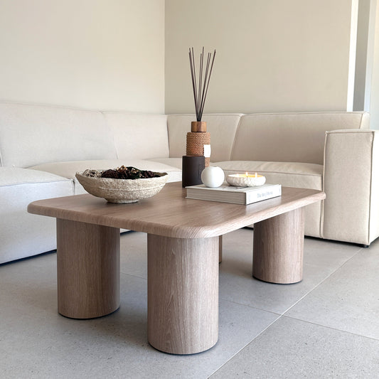 Alina - Grande table basse rectangulaire en bois vieilli
