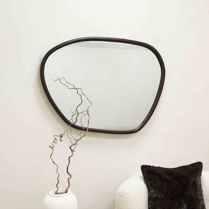 Aaliyah - Miroir mural irrégulier en bois foncé 110cm x 80cm