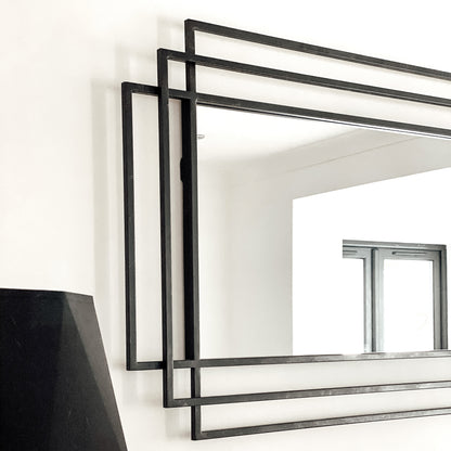 Amalfi - Grand miroir rectangulaire métal noir 140 cm x 70 cm