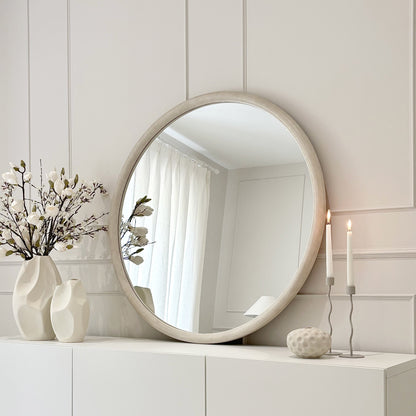 Amora - Grand Miroir Mural Rond en Béton 100cm x 100cm