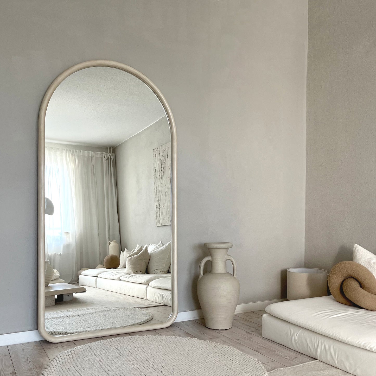 Amora - Miroir en béton extra grand, plein pied, arche, 190 cm x 100 cm