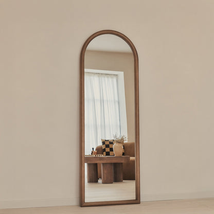 Amora - Miroir en bois chaud grand format plein pied arche 172cm x 60cm