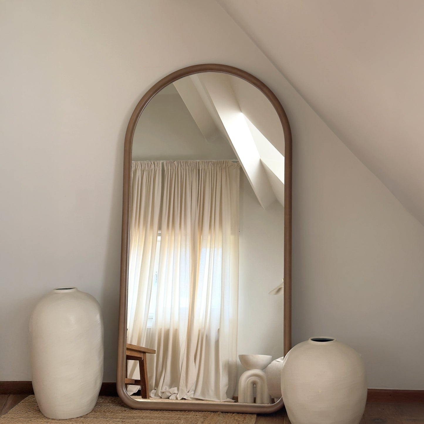 Amora - Miroir en bois chaud grand format plein pied arche 180cm x 90cm