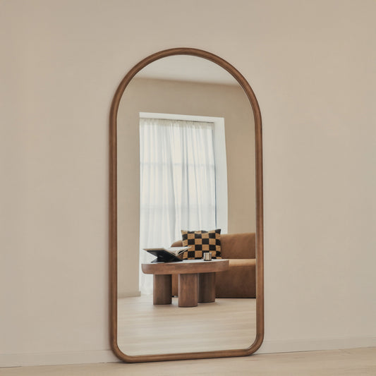 Amora - Miroir en bois chaud grand format plein pied arche 180cm x 90cm