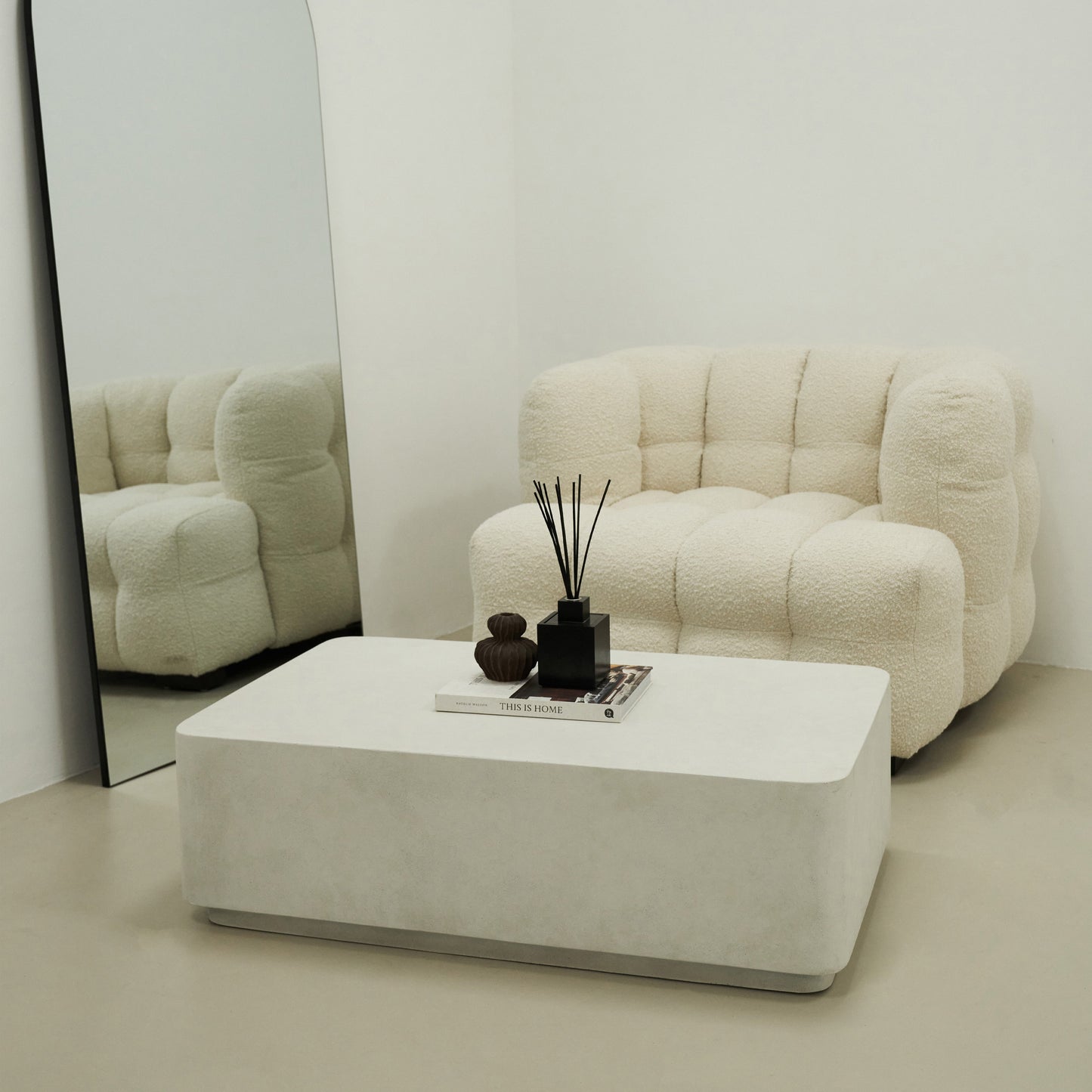 Angelo - Table basse rectangulaire minimaliste en béton grande
