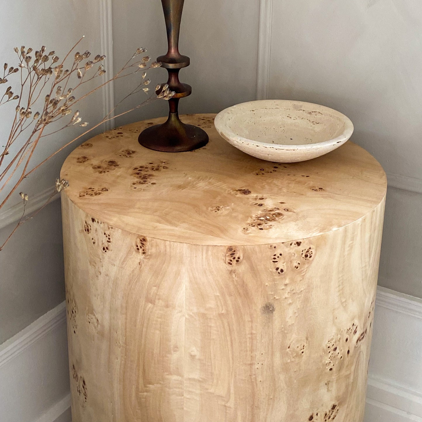 Arbour - Grande Table d'Appoint Ronde Premium en Bois Naturel de Loupe